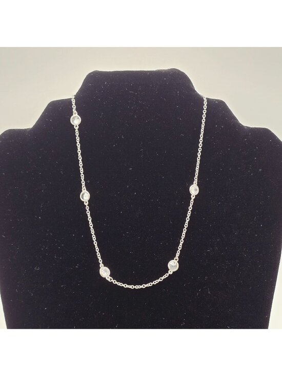 Kenneth Jay Lane Jewelry - CZ By Kenneth Jay Lane Silver-Tone Necklace Clear Crystal Accents Adjustable